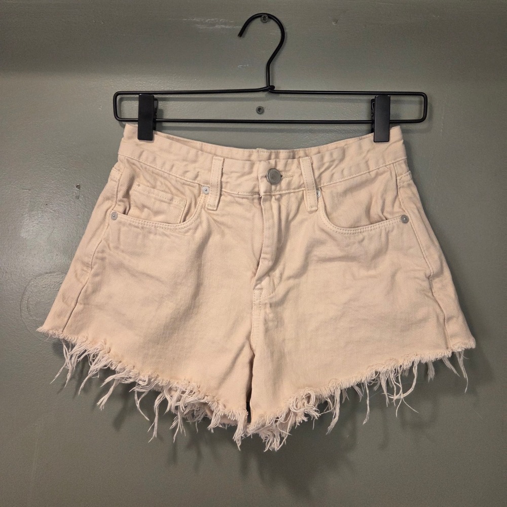 Blank NYC The Barrow Vintage High Rise Short Raw Hem, Women's Size 25, Light Tan